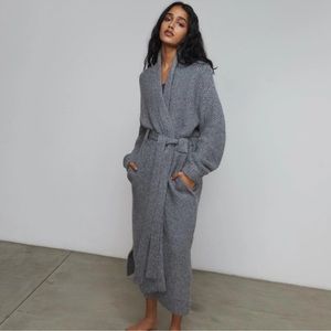 Lunya chunky wool Serene gray cardigan robe maxi